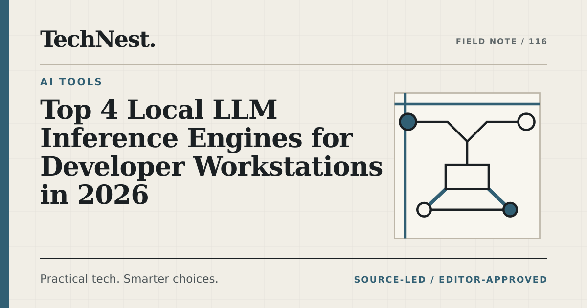 Original TechNest editorial graphic for Top 4 Local LLM Inference Engines for Developer Workstations in 2026
